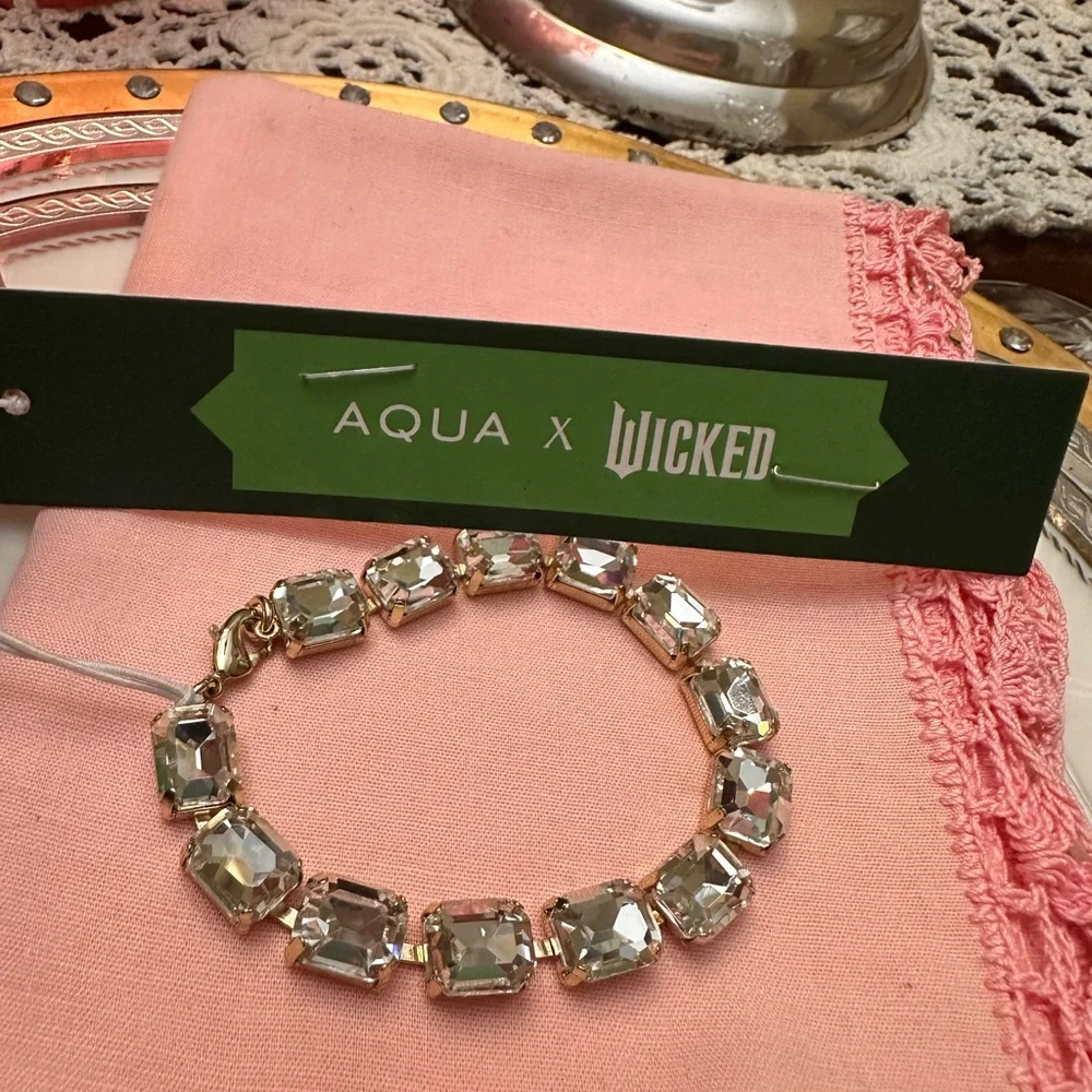 AQUA‎ x Wicked Clear Stone Tennis Bracelet in 14K Gold Plated NWT